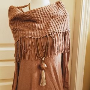 Gorgeous sweater dress with removable scarf